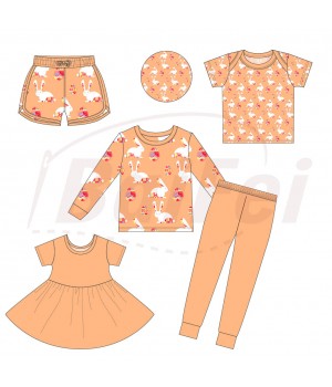 Factory Custom easter Print Organic Bamboo Clothing Wholesale Baby Boy's and Girls' Pajamas kids clothes set