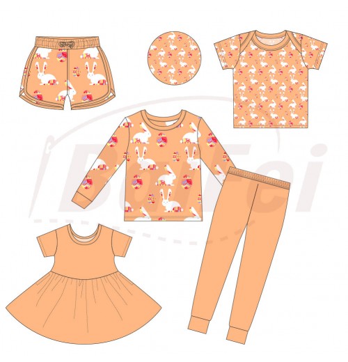 Factory Custom easter Print Organic Bamboo Clothing Wholesale Baby Boy's and Girls' Pajamas kids clothes set