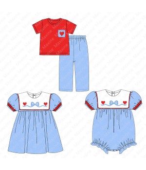 Latest Valentine's Design children's clothing heart embroidery kids clothes swiss dot material boy clothing design