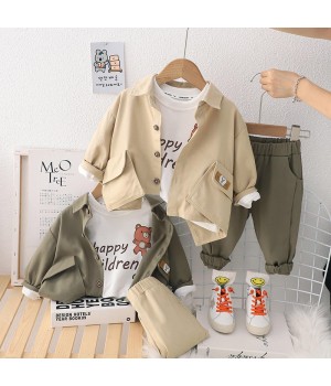 Baby Boy Winter Suits - High-Quality Solid Color Cotton Kids' Fashion Boutique Clothing Sets