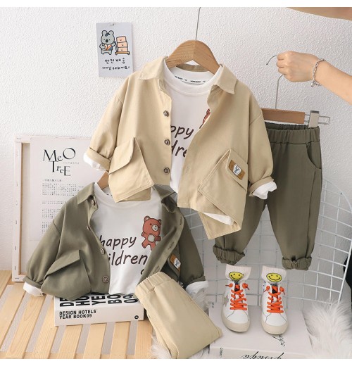 Baby Boy Winter Suits - High-Quality Solid Color Cotton Kids' Fashion Boutique Clothing Sets