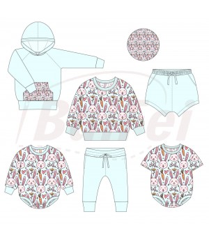 ibaifei custom easter painting spring bamboo kids clothing set new style casual comfortable baby boy clothes