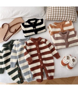 Winter Autumn Baby Girls Boys Romper Stripe Long Sleeve Newborn Baby Jumpsuit One Piece Outfit Baby Clothes