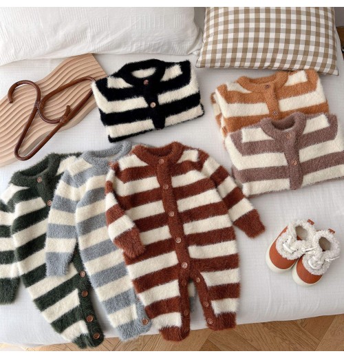 Winter Autumn Baby Girls Boys Romper Stripe Long Sleeve Newborn Baby Jumpsuit One Piece Outfit Baby Clothes