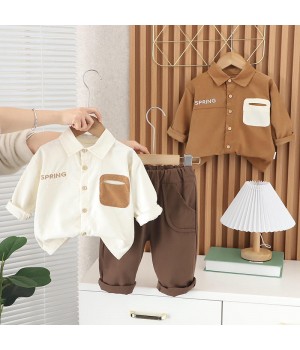 2024 Boutique Wholesale 2pcs Kids Suit Autumn Cotton Print Boy Clothing Set