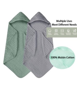 Sustainable 6-Layers Extra Absorbent Breathable Anti-Bacterial Custom Solid Swaddle Sleep Blanket Hooded Bath Baby Towel