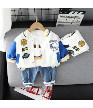 2023 Fall 1 2 3 4 to 5 Years Old Baseball Jersey 3 Piece Set Tracksuits Autumn Kid Cloth Toddler Boys Clothing Baby Boy Clothes