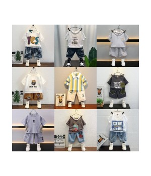 Summer European Style Cotton Kids Print Baby Boy Clothes Sets Children's Clothing Sets Children's wear