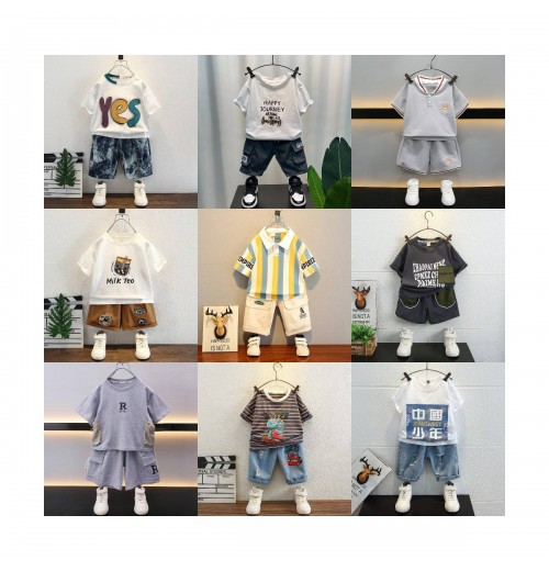 Summer European Style Cotton Kids Print Baby Boy Clothes Sets Children's Clothing Sets Children's wear