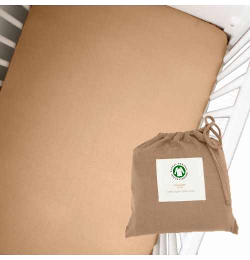 Gots 100% Cotton Jersey Organic Cotton Soft Knit Crib Sheet Baby Bed Cover with Cloth Bag