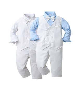 Gentleman's Formal Suit Spring Autumn Formal Suits Casual Style Child Cloth Kids Baby Boy 3 Piece Clothing Set