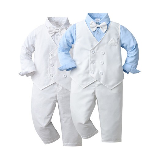 Gentleman's Formal Suit Spring Autumn Formal Suits Casual Style Child Cloth Kids Baby Boy 3 Piece Clothing Set