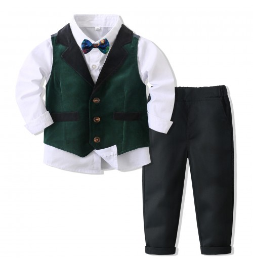 Young boy formal suit fashion children's clothing for 0-12 Years old Western style boy party suit baby long-sleeved trousers