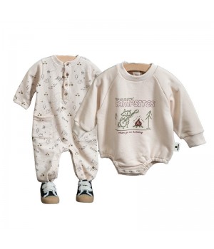 SEEJOYOU OEM ODM Custom Factory Newborn Infant Spring And Autumn Long Sleeves Toddler Clothes Cotton Baby Boys Romper