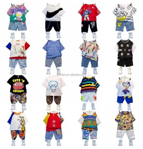 Children's short sleeve suit 2024 summer cotton boy's T-shirt girl's shorts baby Korean version of baby clothes children's cloth