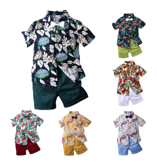 Customizable Kids' Casual Summer Polo Collar Cotton Pajamas Set in True Size for Children's Wholesale Clothing