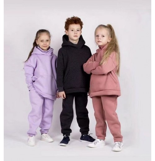 Wholesale 2023 Spring Children's Clothing Cotton Boys And Girls Clothing Sets OEM Popular Long Sleeve Solid Kids Clothes Boys