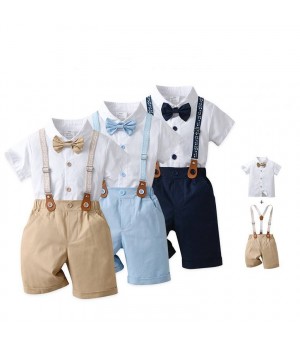 Customizable Gentleman's 2-Piece Baby Boy Outfit Set - Adorable Shirt and Denim Jeans Romper Suit