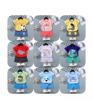 Children's Set Boys' Polo Collar Short Sleeve Beard Print Summer Dress Baby Shirt Casual Fashion Baby Cloth Set Kid Clothing