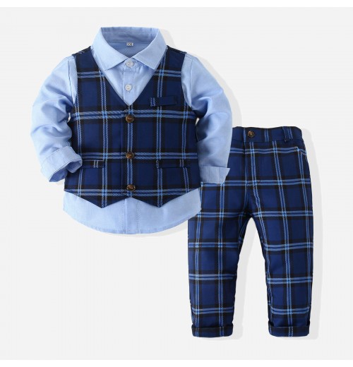 CQZ tzc3223 Wholesale Kids 3 Pieces Set Gentleman Formal Suit Children outfit Boy Suit baby boy summer clothing sets