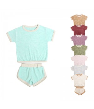 2024 New Trend Terry Cloth Customized Knit Summer Baby Suit Solid Color Breathable Baby Clothing Sets