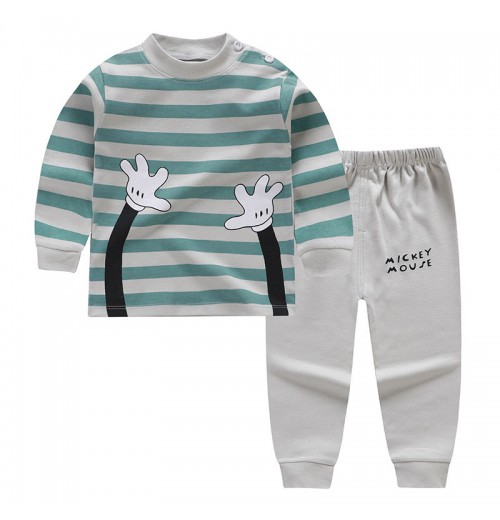 Combed cotton baby kids outfits clothes set soft handfeeling kids boy set