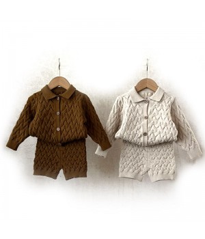 SEEJOYOU Boys' And Girls' High Quality Sweater Cardigan Set Spring Solid Knitted Shorts Coat Set Autumn Baby Clothing